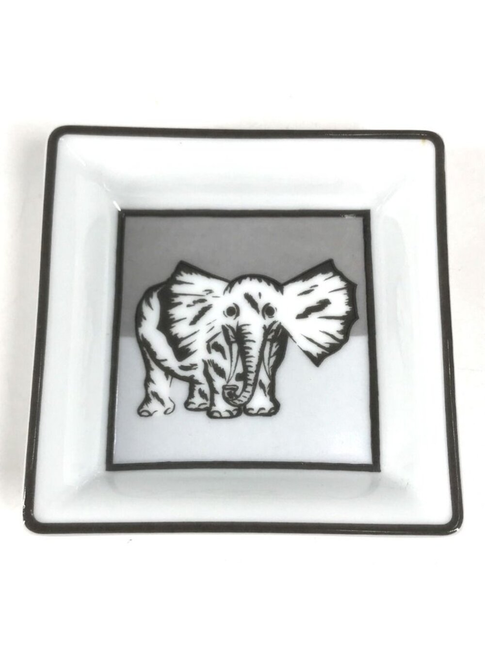 Hermes Ashtray Logo Elephant Hommage L Afrique Glass White